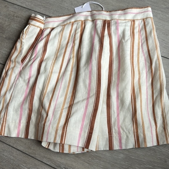 Lush cream striped linen zippered shorts brown and pinch nwt small - Picture 7 of 9